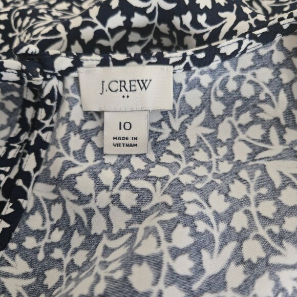 J. Crew Navy & White Floral Crepe Midi Dress – Size 10 (NWOT) - Picture 9 of 10